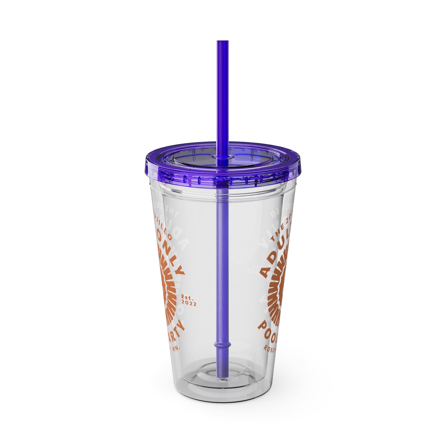 The Trujillo 3rd Annual Adult Only Pool Party Merchandise - Sunsplash Tumbler with Straw, 16oz