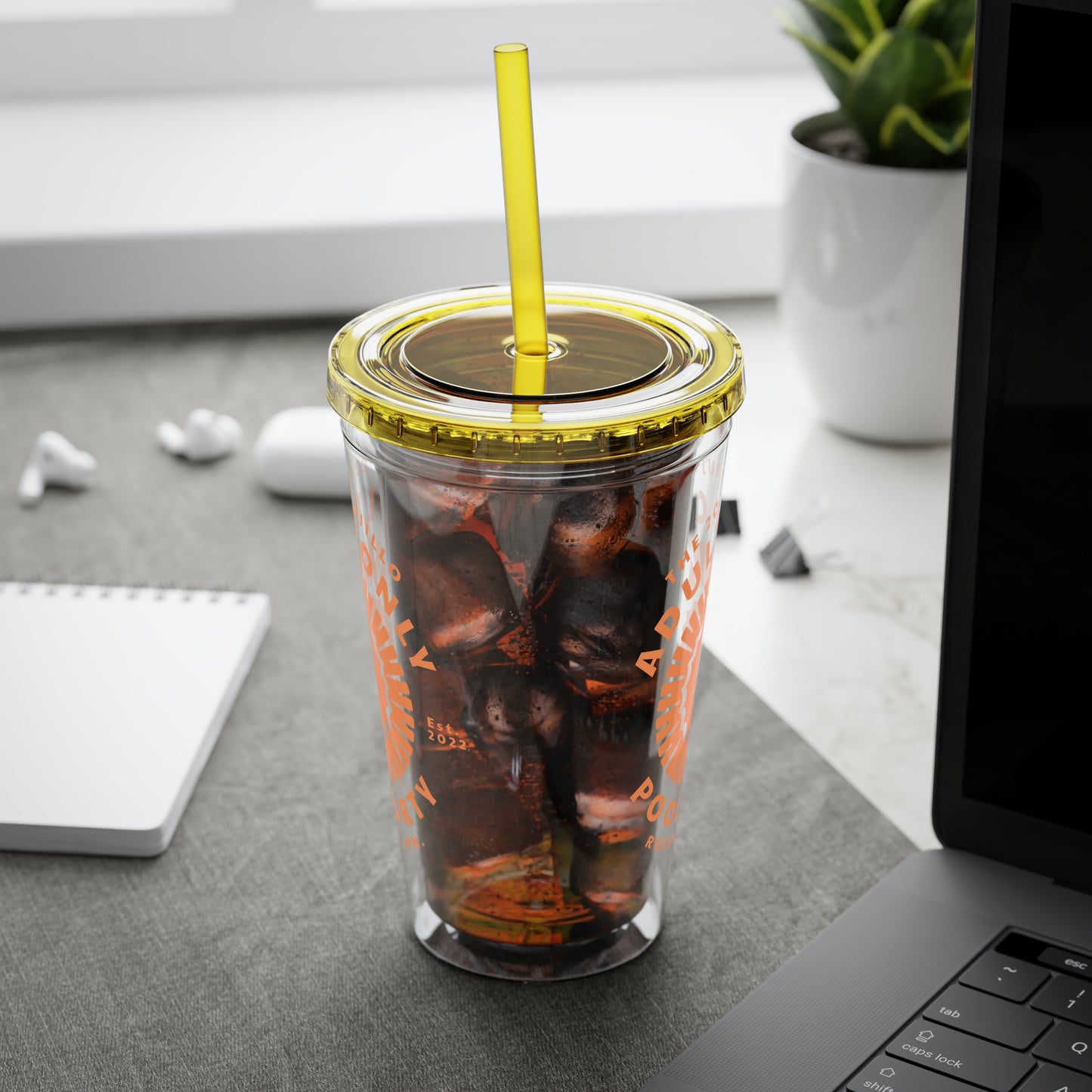 The Trujillo 3rd Annual Adult Only Pool Party Merchandise - Sunsplash Tumbler with Straw, 16oz