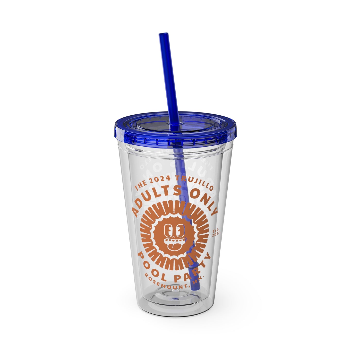 The Trujillo 3rd Annual Adult Only Pool Party Merchandise - Sunsplash Tumbler with Straw, 16oz