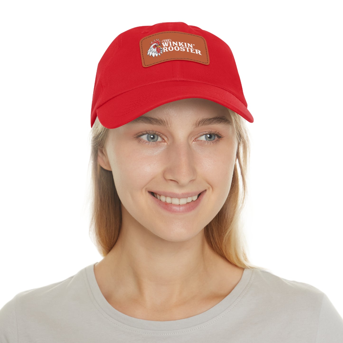 The Winkin' Rooster Hat with Leather Patch (Rectangle)