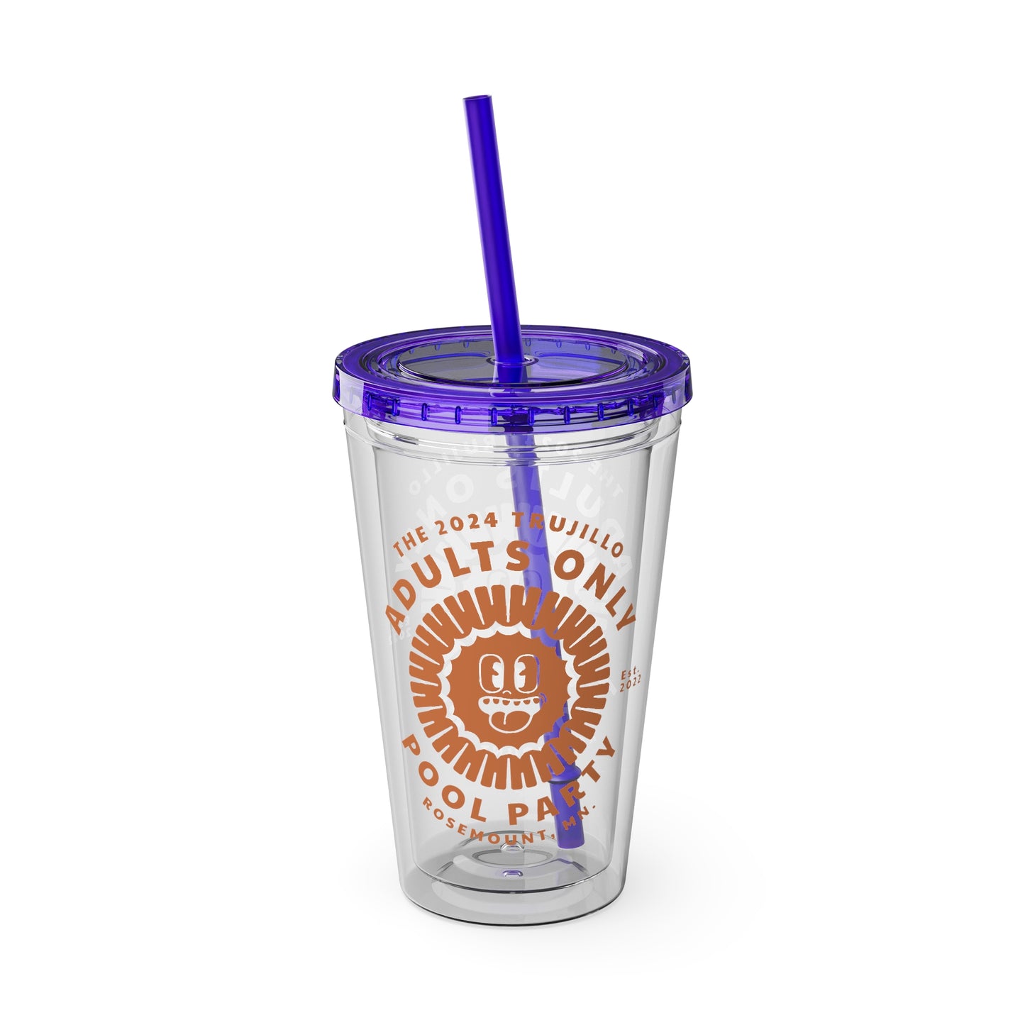 The Trujillo 3rd Annual Adult Only Pool Party Merchandise - Sunsplash Tumbler with Straw, 16oz