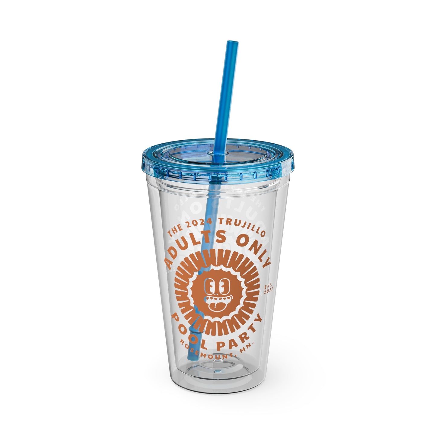 The Trujillo 3rd Annual Adult Only Pool Party Merchandise - Sunsplash Tumbler with Straw, 16oz