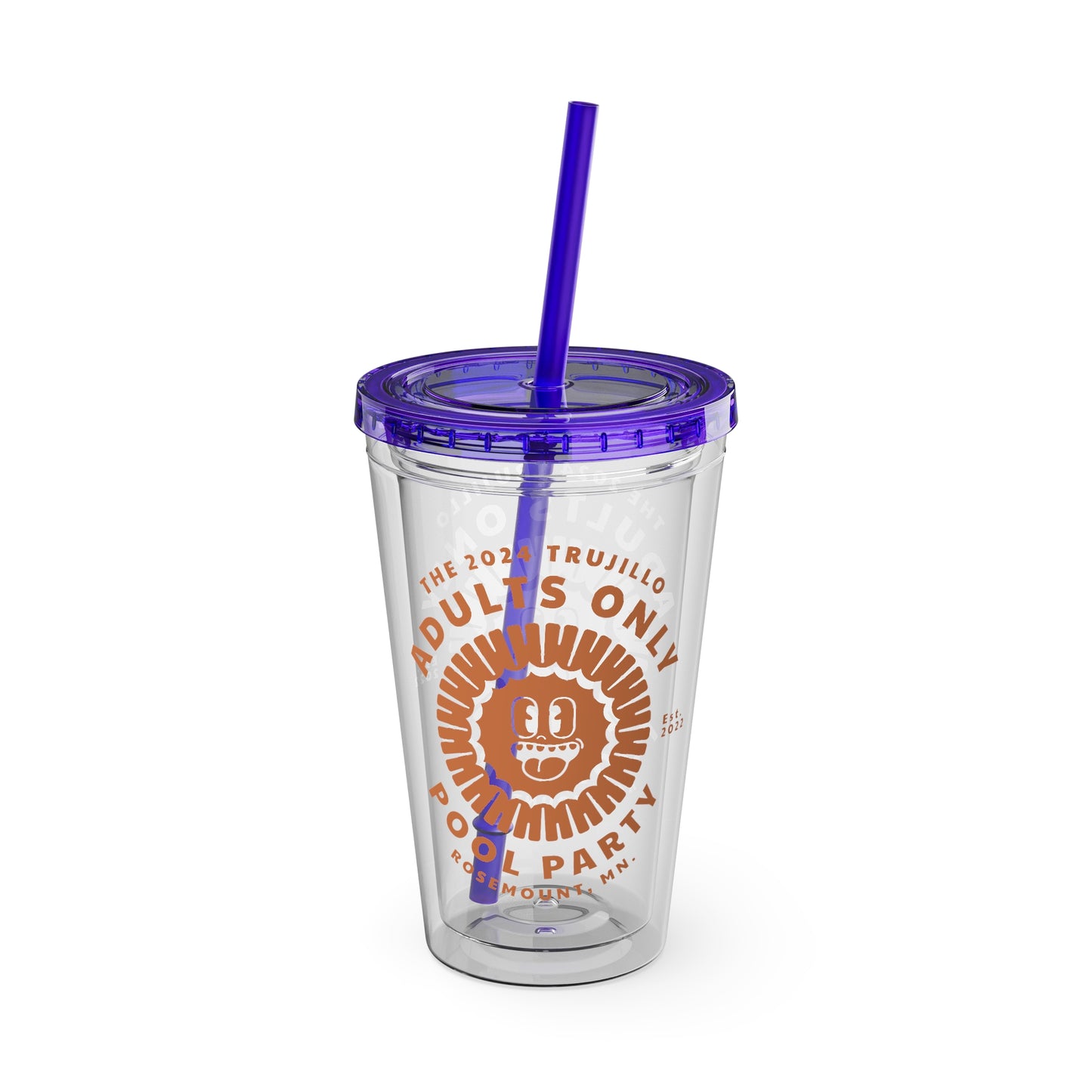 The Trujillo 3rd Annual Adult Only Pool Party Merchandise - Sunsplash Tumbler with Straw, 16oz