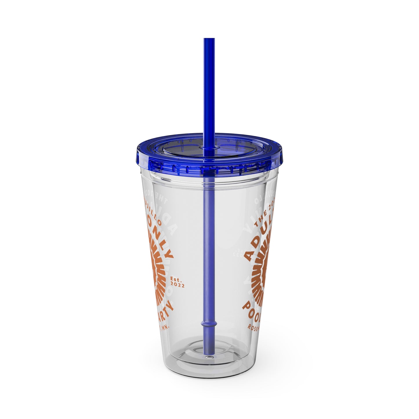 The Trujillo 3rd Annual Adult Only Pool Party Merchandise - Sunsplash Tumbler with Straw, 16oz