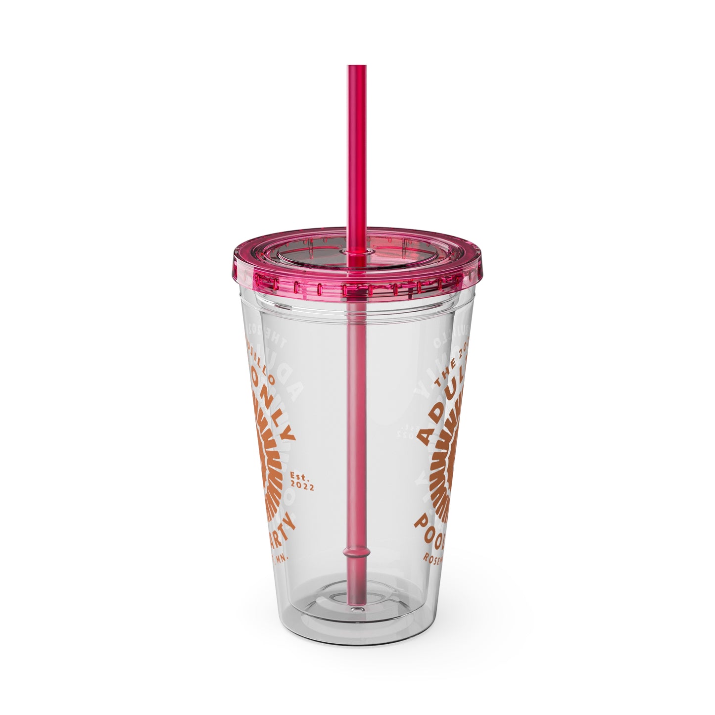 The Trujillo 3rd Annual Adult Only Pool Party Merchandise - Sunsplash Tumbler with Straw, 16oz
