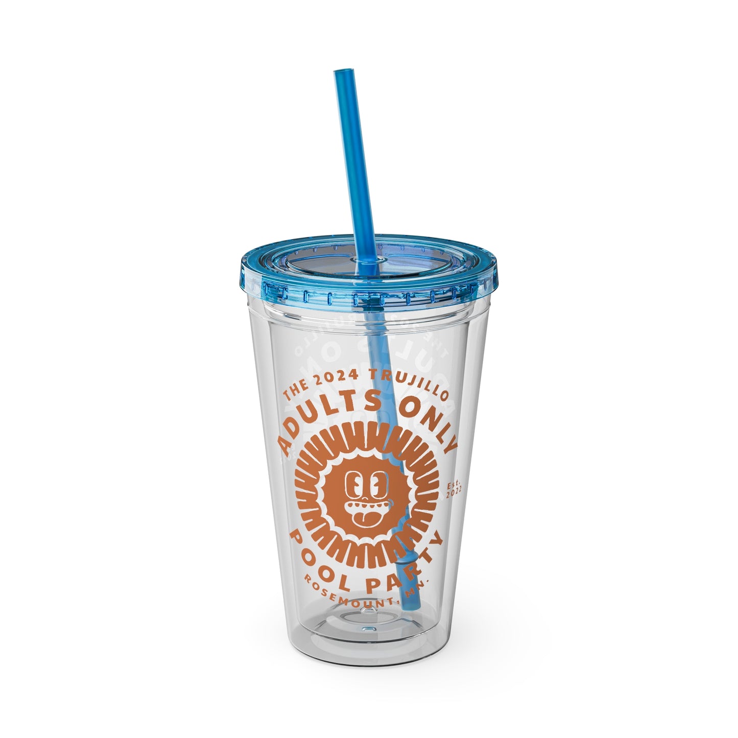 The Trujillo 3rd Annual Adult Only Pool Party Merchandise - Sunsplash Tumbler with Straw, 16oz