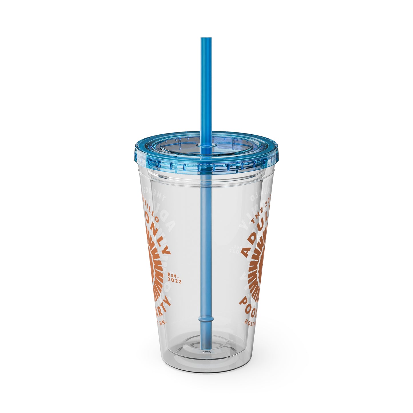 The Trujillo 3rd Annual Adult Only Pool Party Merchandise - Sunsplash Tumbler with Straw, 16oz