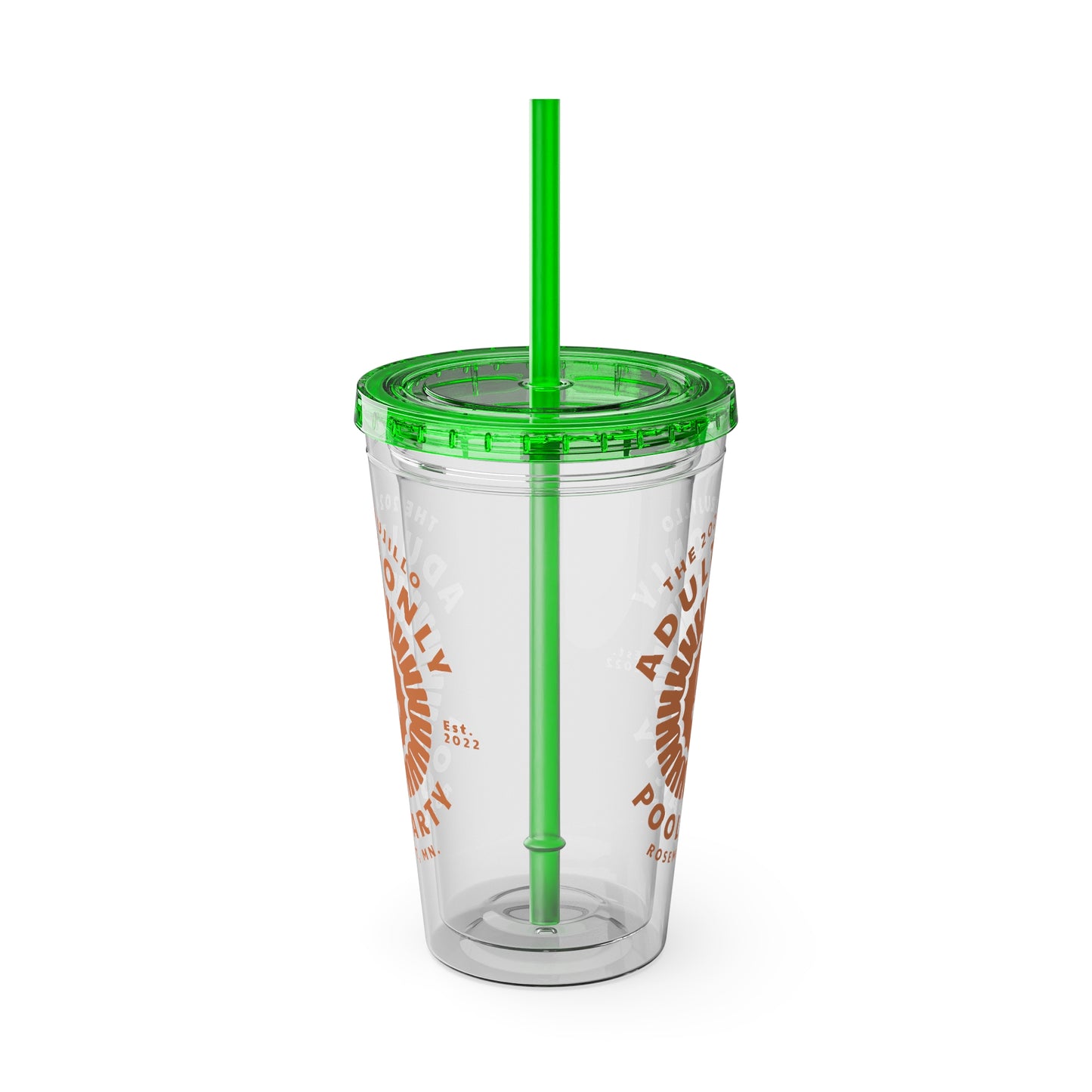 The Trujillo 3rd Annual Adult Only Pool Party Merchandise - Sunsplash Tumbler with Straw, 16oz