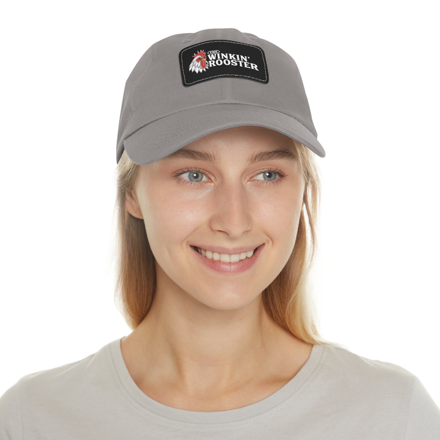The Winkin' Rooster Hat with Leather Patch (Rectangle)