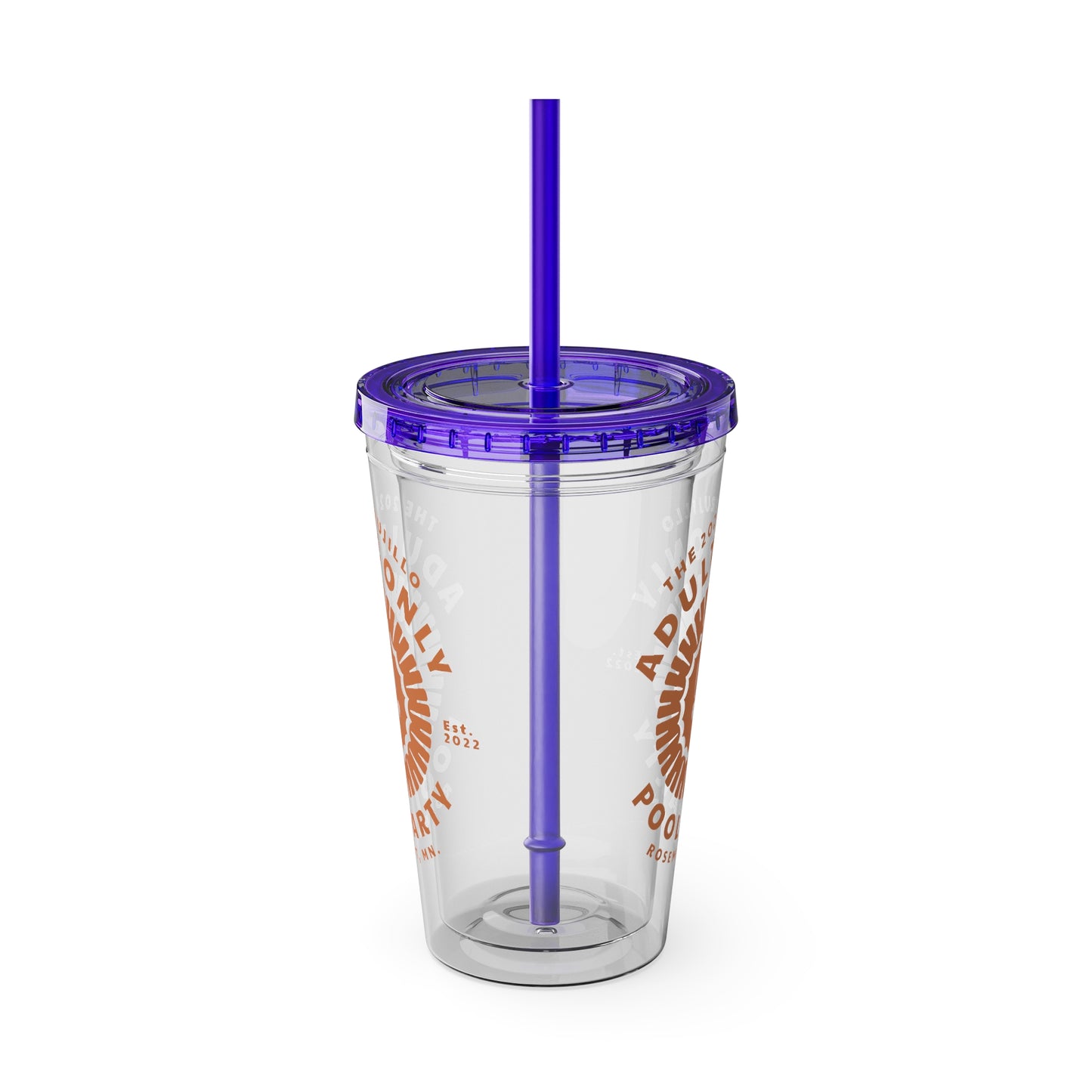 The Trujillo 3rd Annual Adult Only Pool Party Merchandise - Sunsplash Tumbler with Straw, 16oz