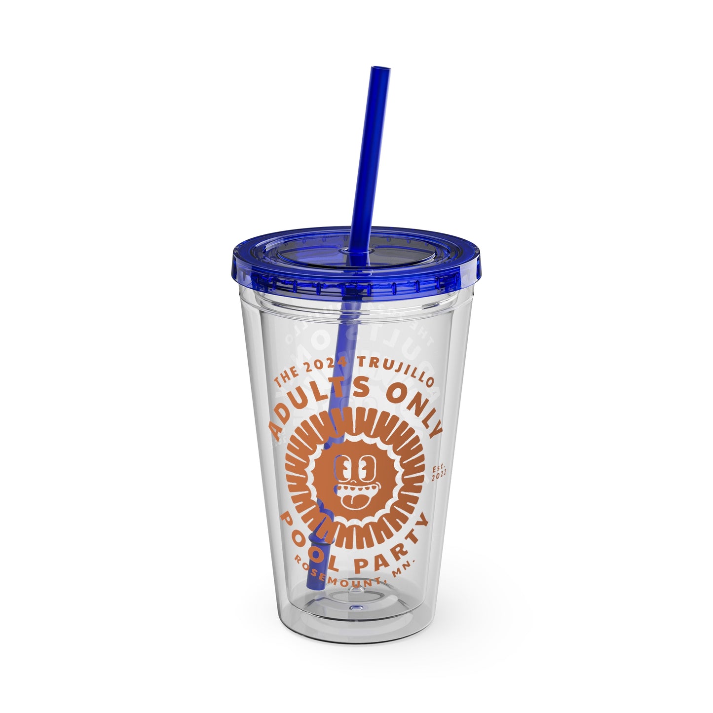 The Trujillo 3rd Annual Adult Only Pool Party Merchandise - Sunsplash Tumbler with Straw, 16oz