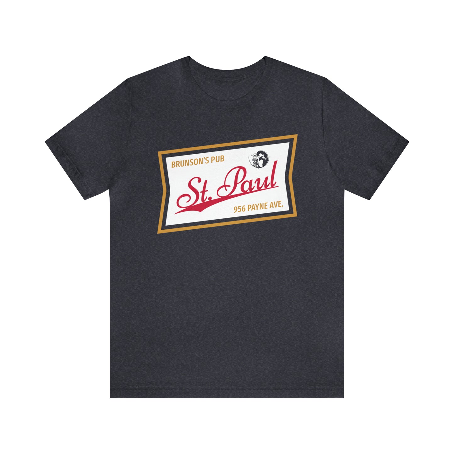 Brunson_s Pub Logo Beer Colors black shirt, gold, white and red