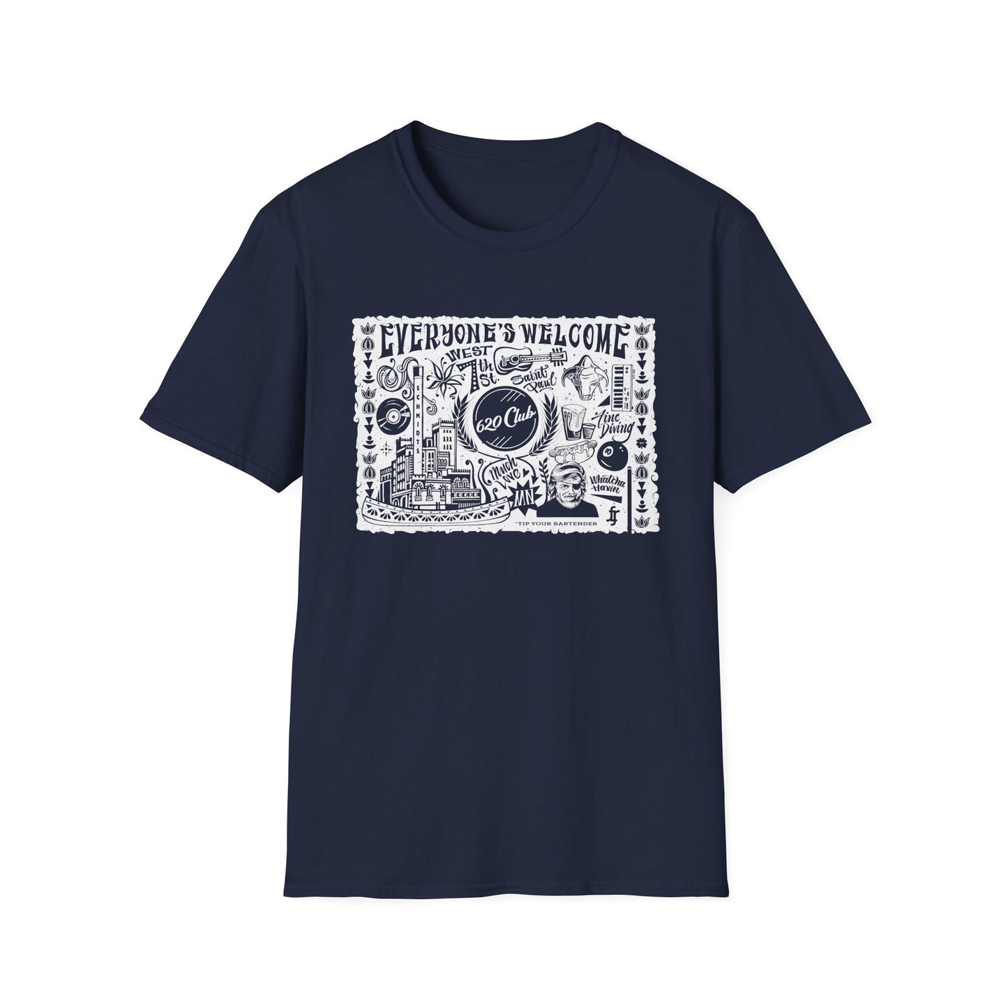 Everyone's Welcome T-Shirt — 620 Club Mural Design