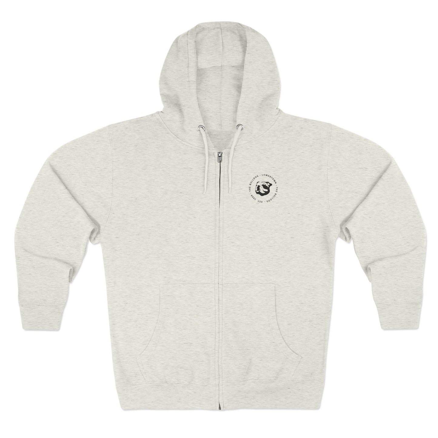 Bulldog Lowertown Zip Hoodie — Retro Script Back