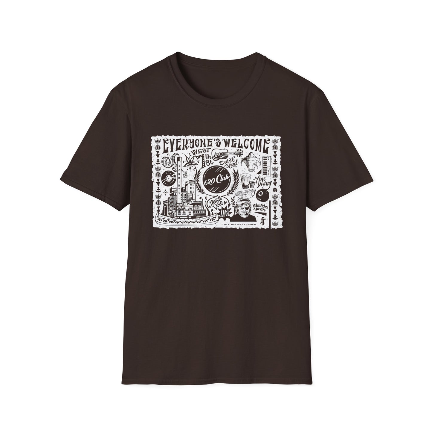Everyone's Welcome T-Shirt — 620 Club Mural Design