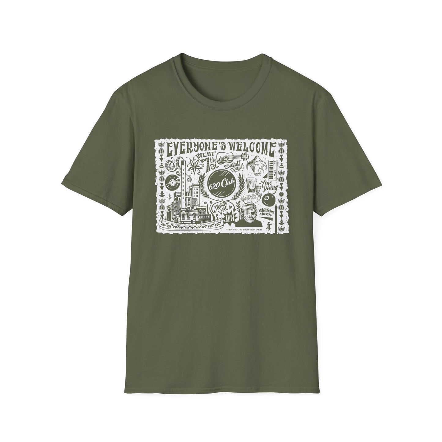 Everyone's Welcome T-Shirt — 620 Club Mural Design