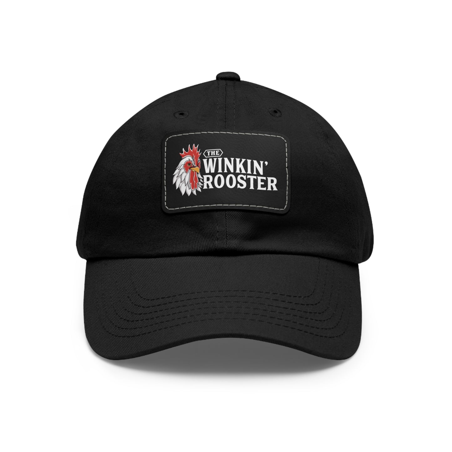 The Winkin' Rooster Hat with Leather Patch (Rectangle)