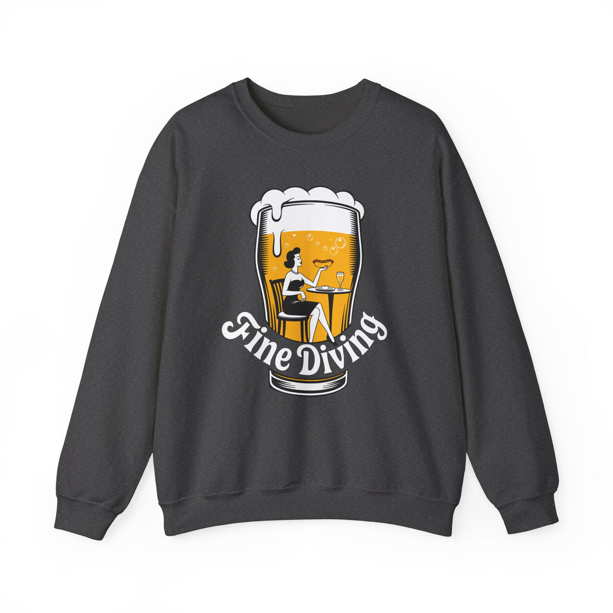 Crewneck Sweatshirt — 'Fine Diving' Beer Glass Graphic (620 Club)
