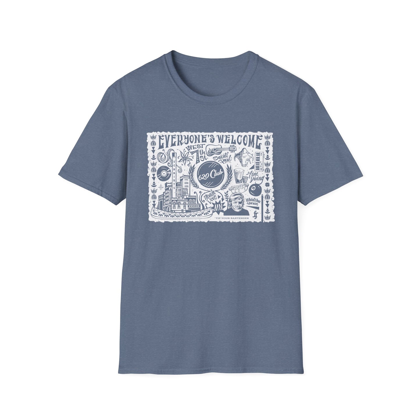 Everyone's Welcome T-Shirt — 620 Club Mural Design