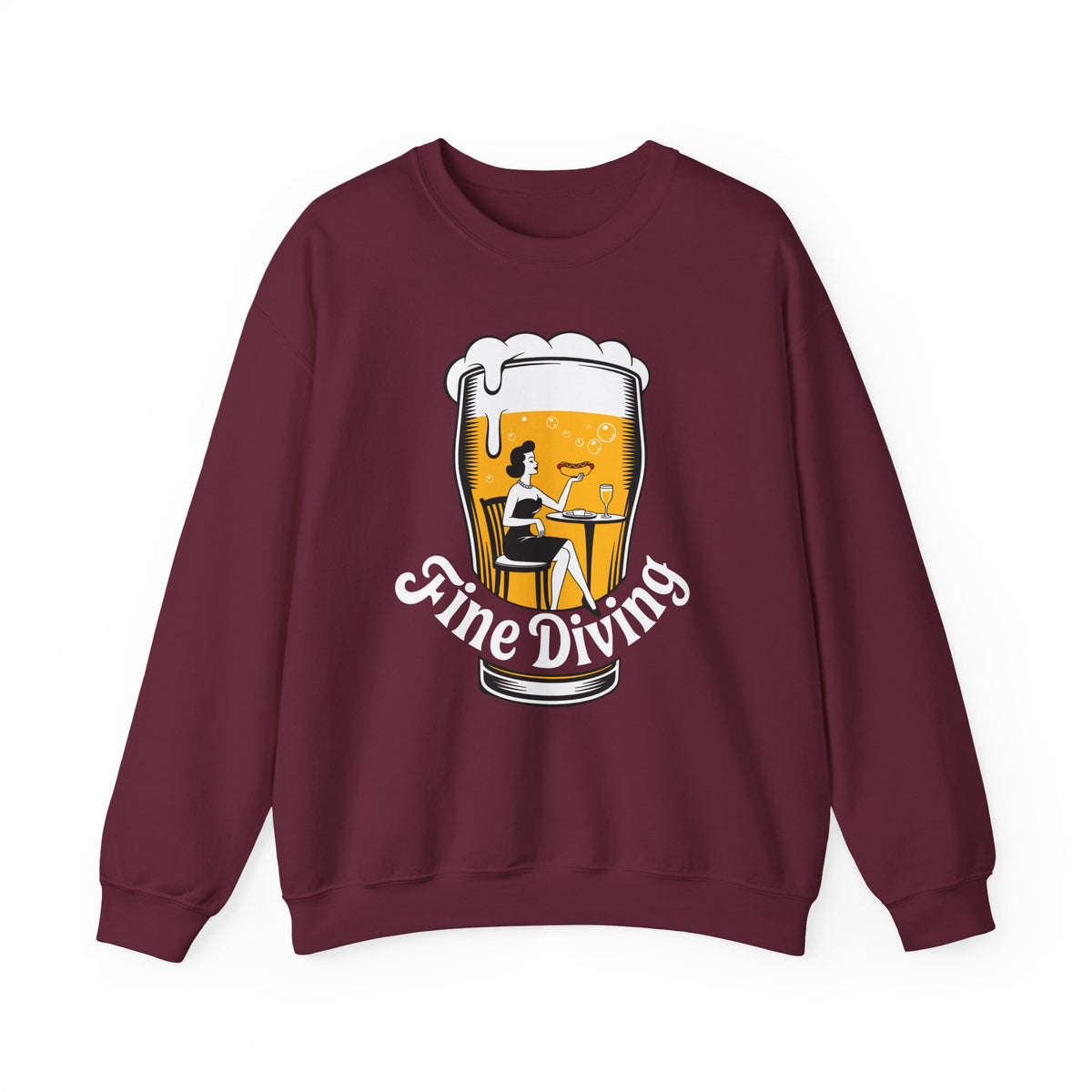 Crewneck Sweatshirt — 'Fine Diving' Beer Glass Graphic (620 Club)