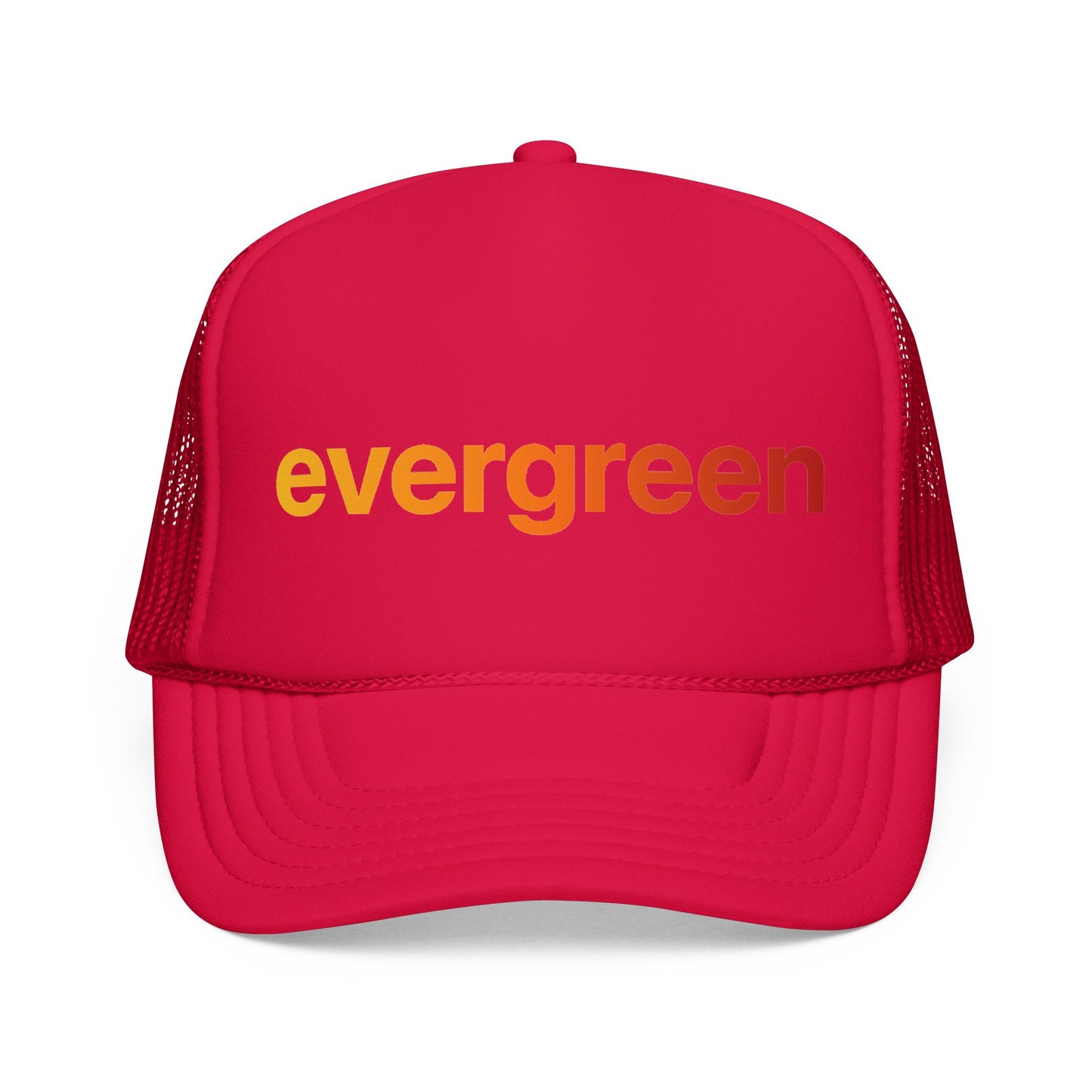 Evergreen Trucker Hat — Retro Gradient Logo Foam Cap