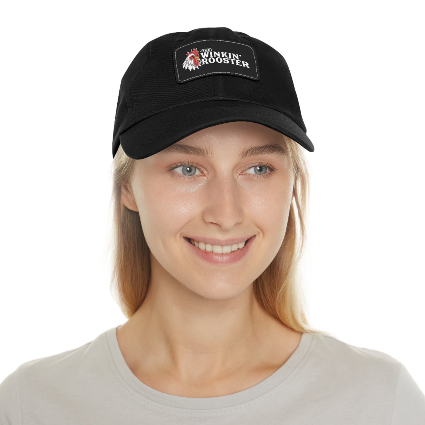The Winkin' Rooster Hat with Leather Patch (Rectangle)