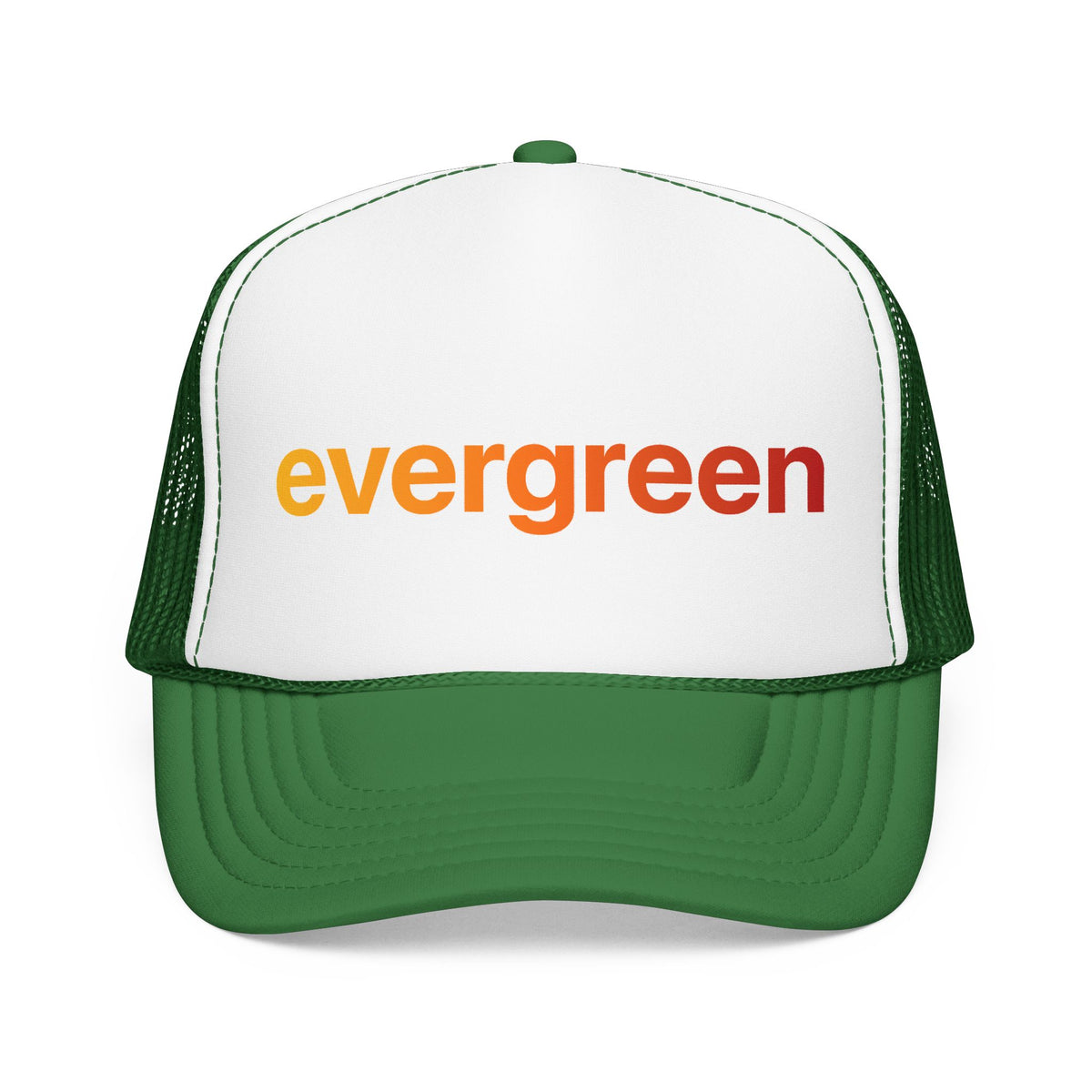 Evergreen Trucker Hat — Retro Gradient Logo Foam Cap