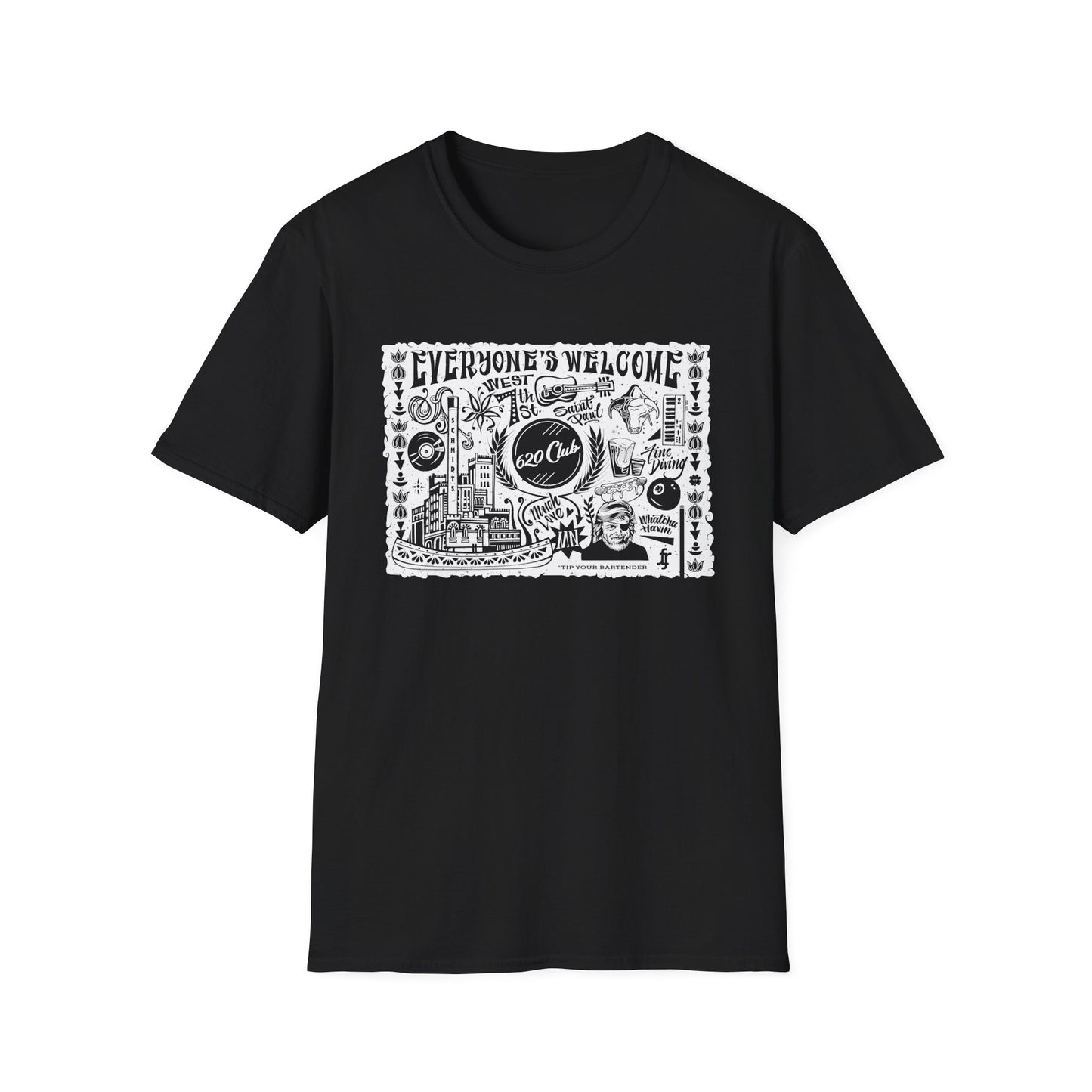 Everyone's Welcome T-Shirt — 620 Club Mural Design