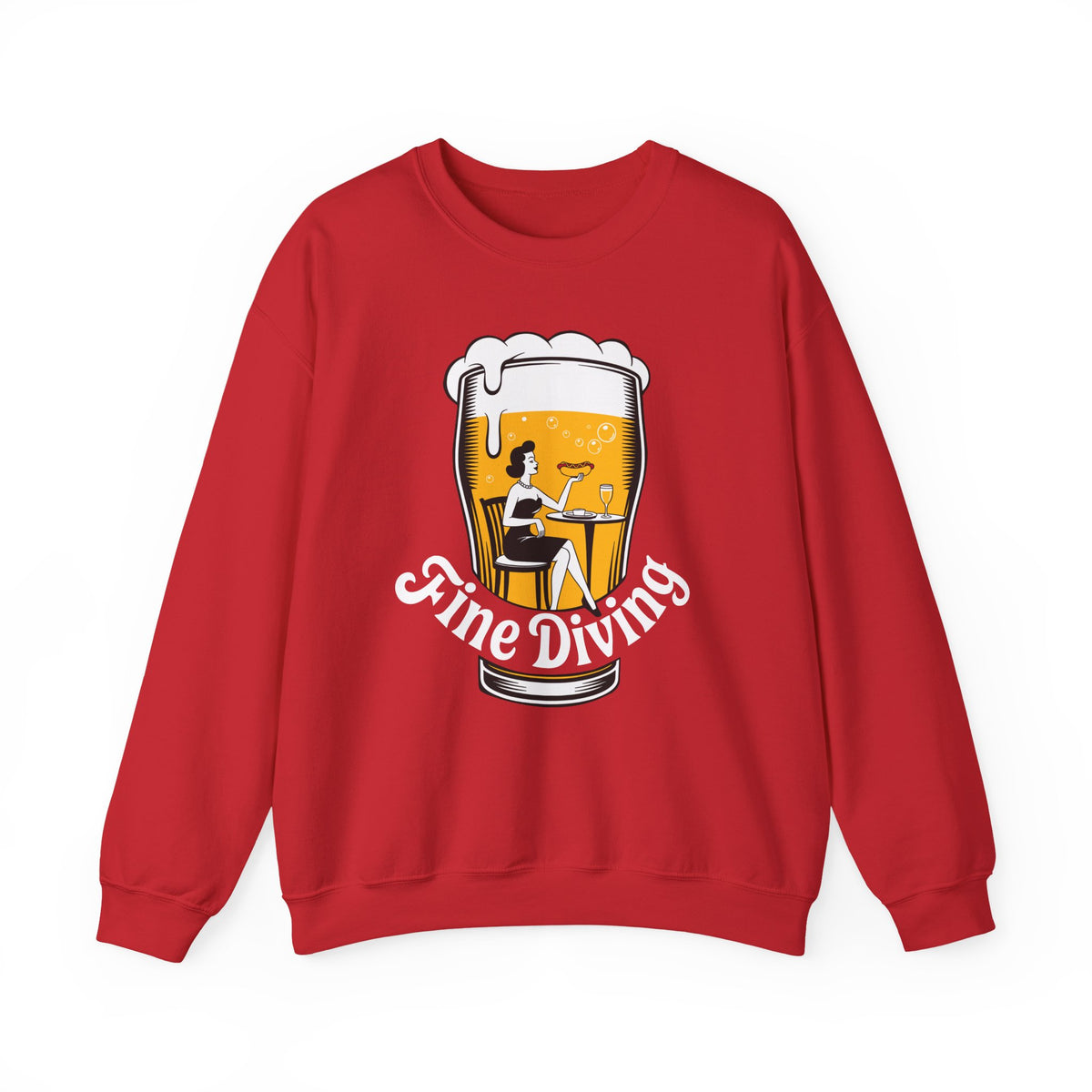 Crewneck Sweatshirt — 'Fine Diving' Beer Glass Graphic (620 Club)