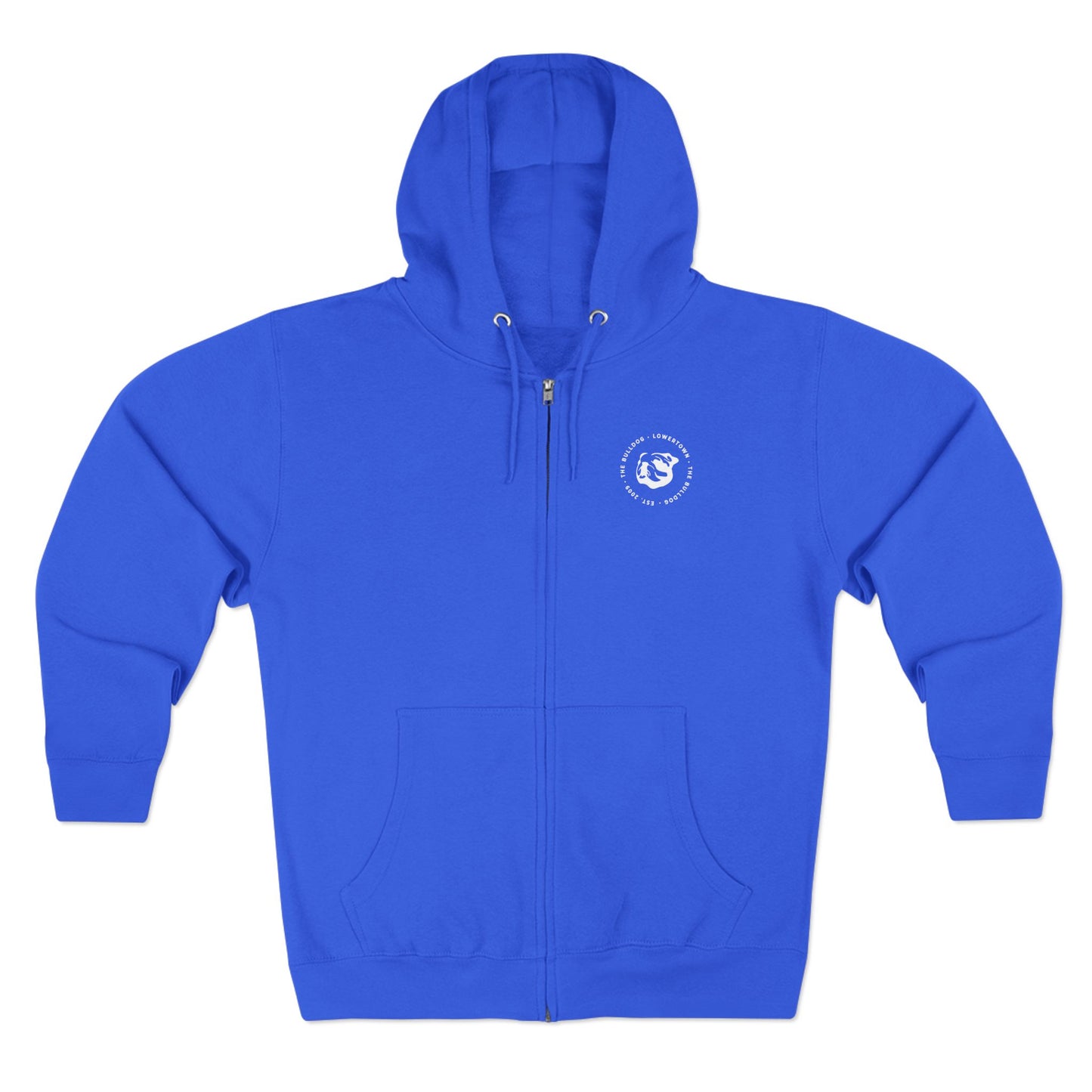 Bulldog Lowertown Zip Hoodie — Retro Script Back