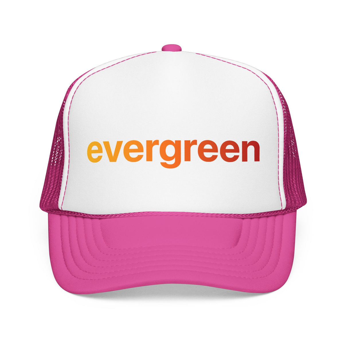 Evergreen Trucker Hat — Retro Gradient Logo Foam Cap