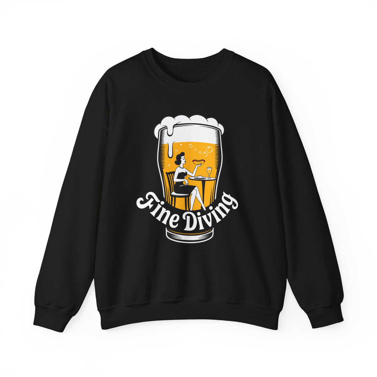 Crewneck Sweatshirt — 'Fine Diving' Beer Glass Graphic (620 Club)