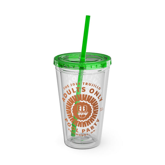 The Trujillo 3rd Annual Adult Only Pool Party Merchandise - Sunsplash Tumbler with Straw, 16oz