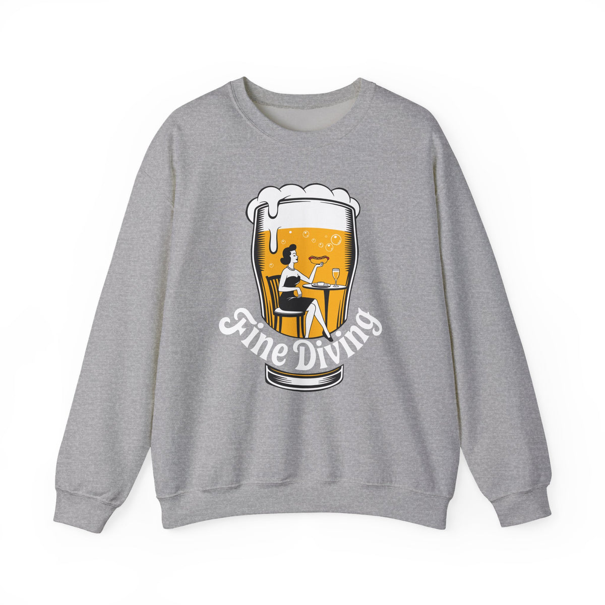 Crewneck Sweatshirt — 'Fine Diving' Beer Glass Graphic (620 Club)