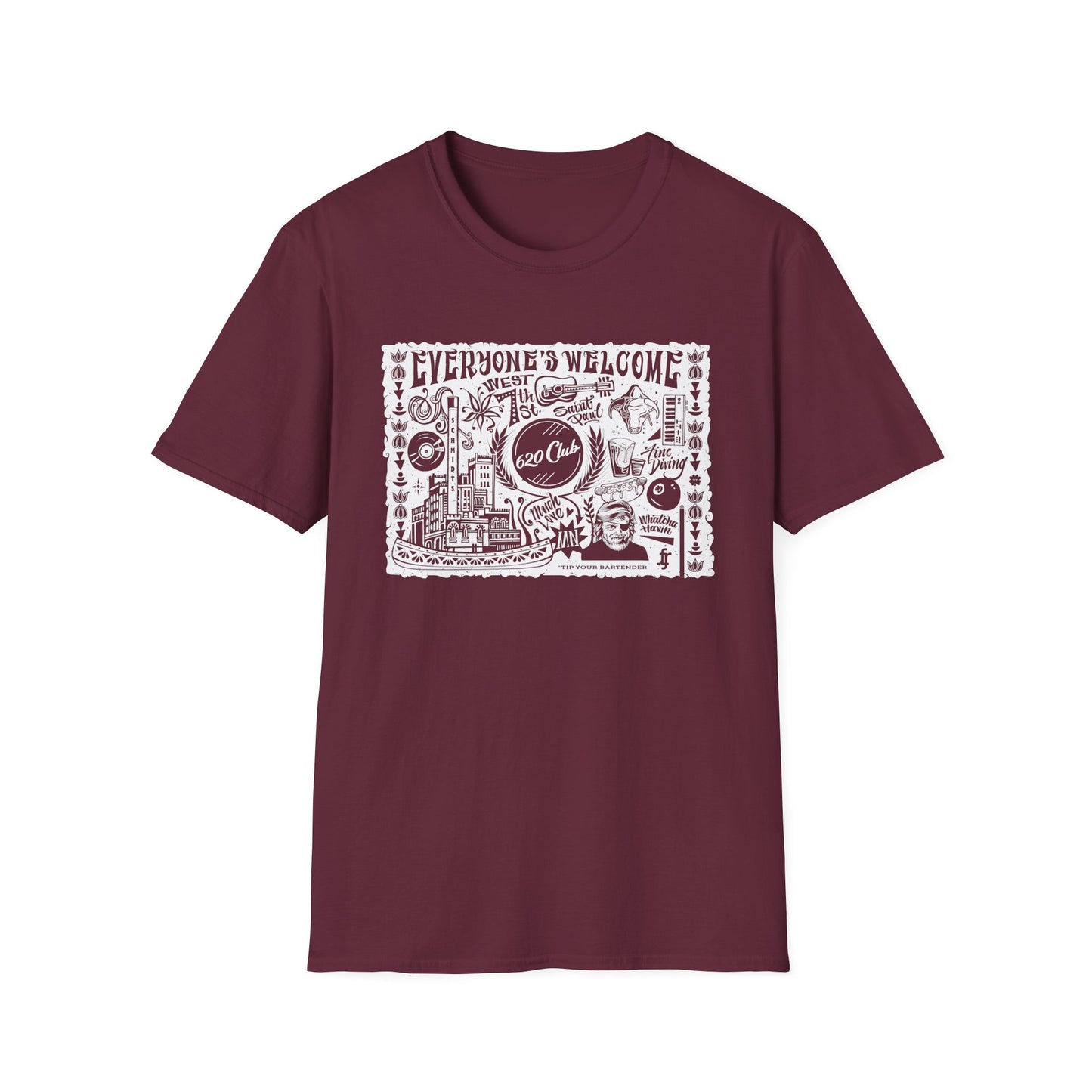 Everyone's Welcome T-Shirt — 620 Club Mural Design