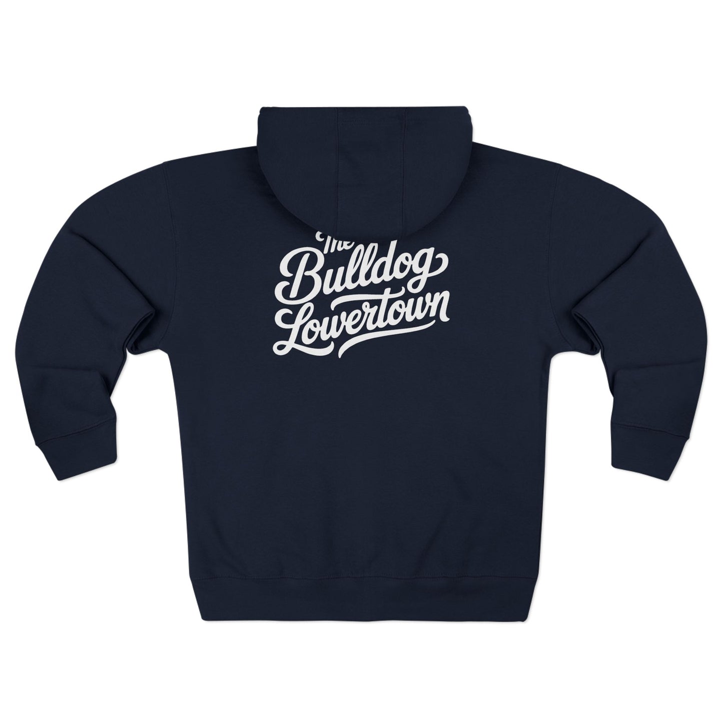 Bulldog Lowertown Zip Hoodie — Retro Script Back