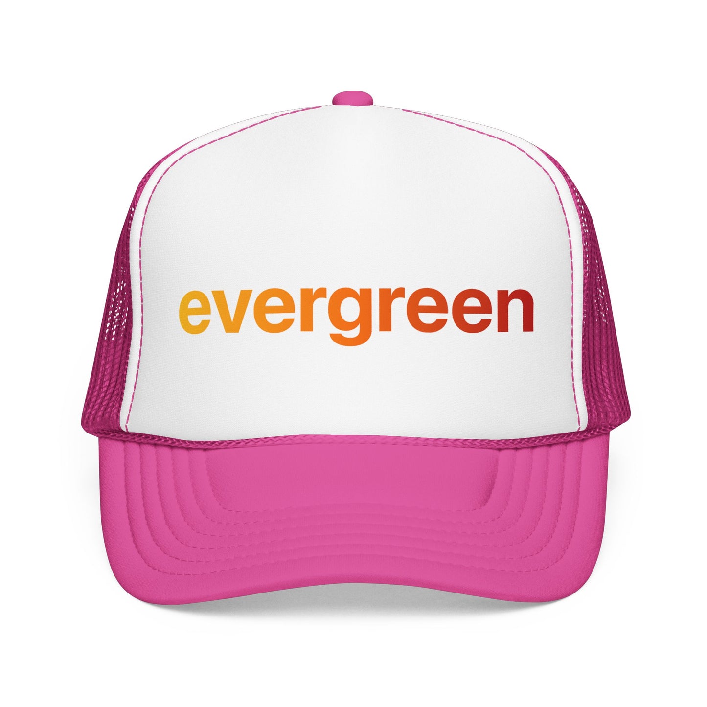 Evergreen Trucker Hat — Retro Gradient Logo Foam Cap