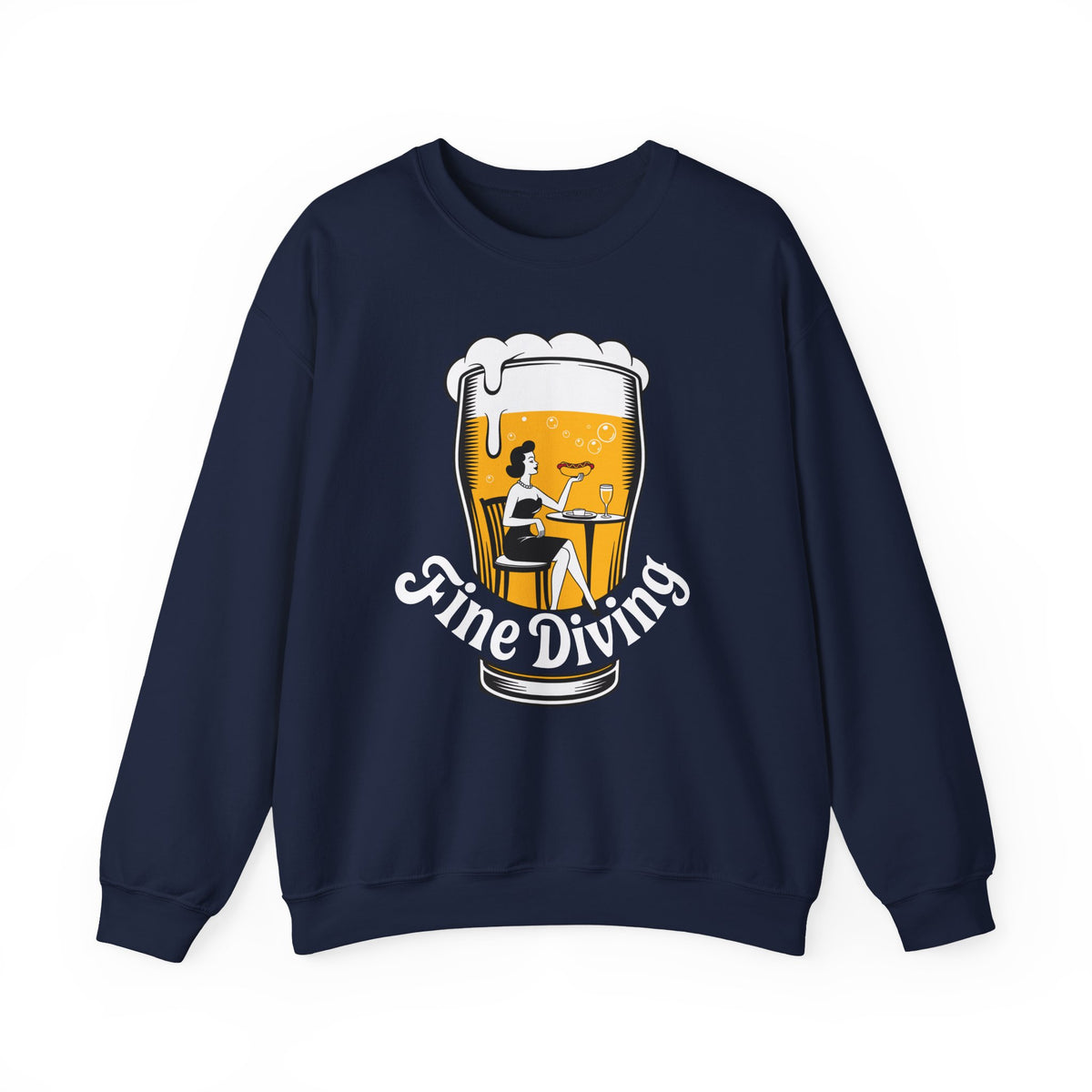 Crewneck Sweatshirt — 'Fine Diving' Beer Glass Graphic (620 Club)