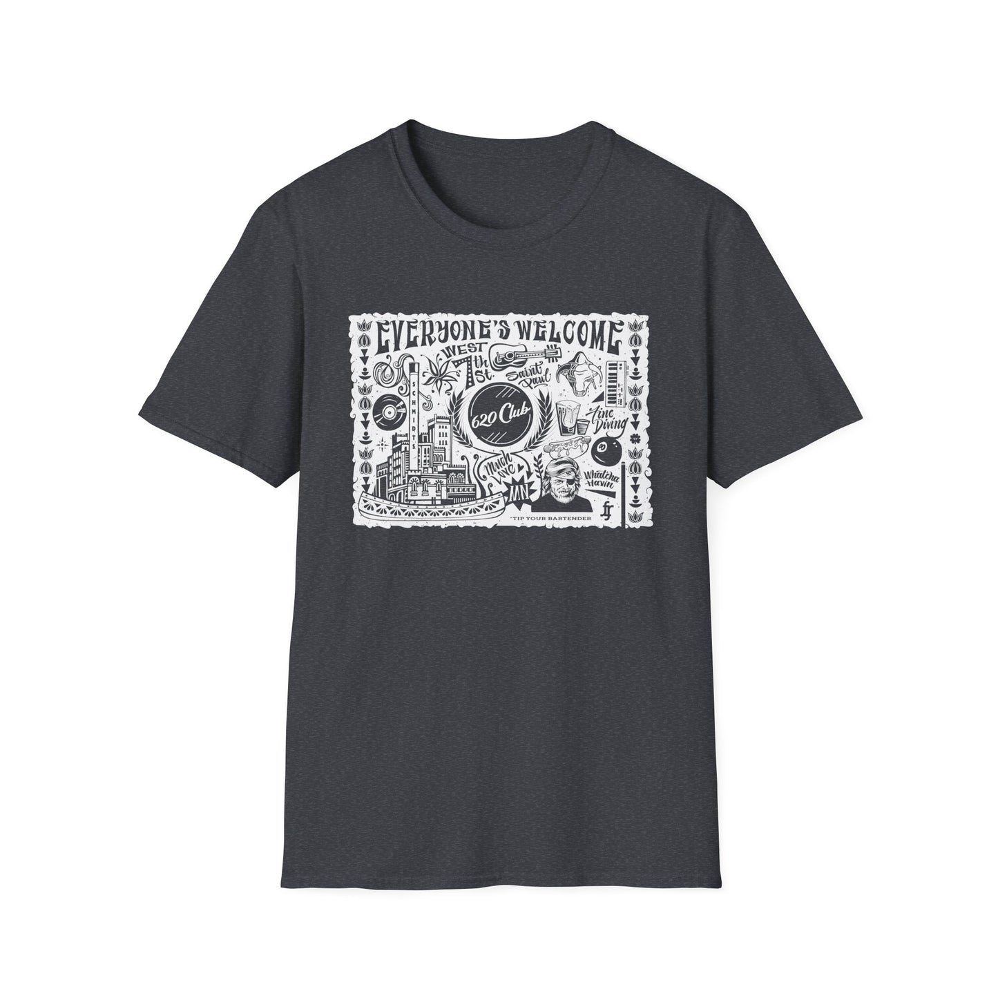 Everyone's Welcome T-Shirt — 620 Club Mural Design