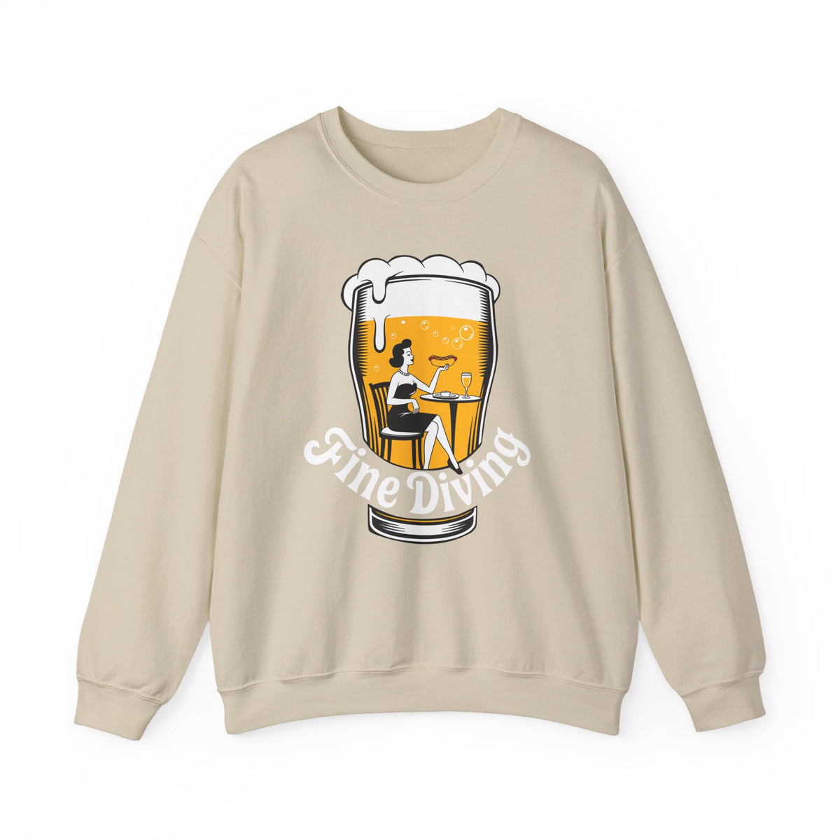 Crewneck Sweatshirt — 'Fine Diving' Beer Glass Graphic (620 Club)
