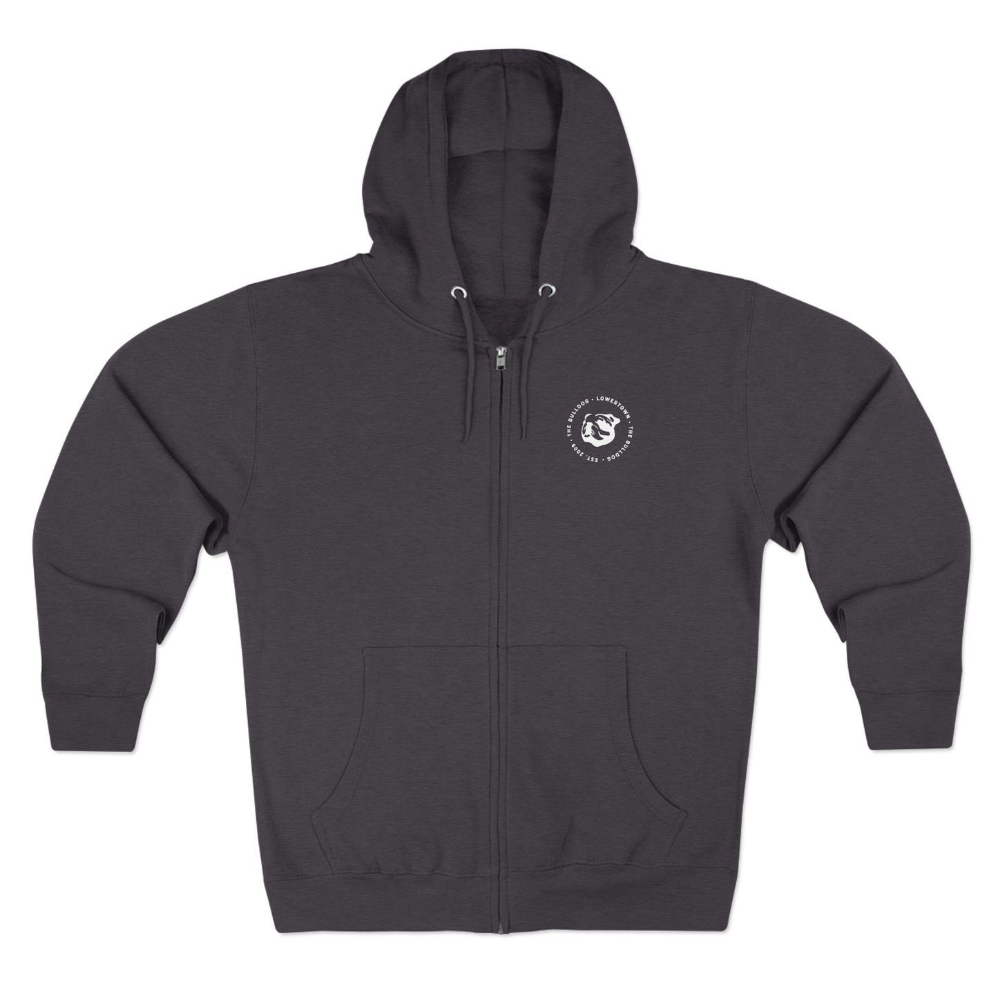 Bulldog Lowertown Zip Hoodie — Retro Script Back