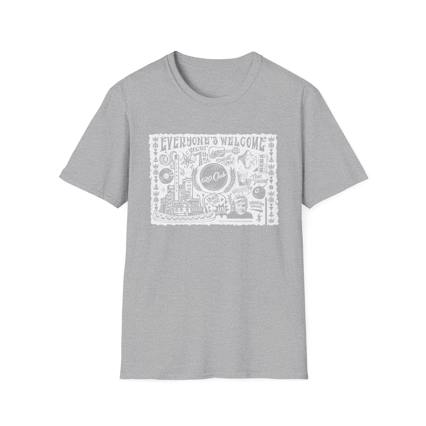 Everyone's Welcome T-Shirt — 620 Club Mural Design