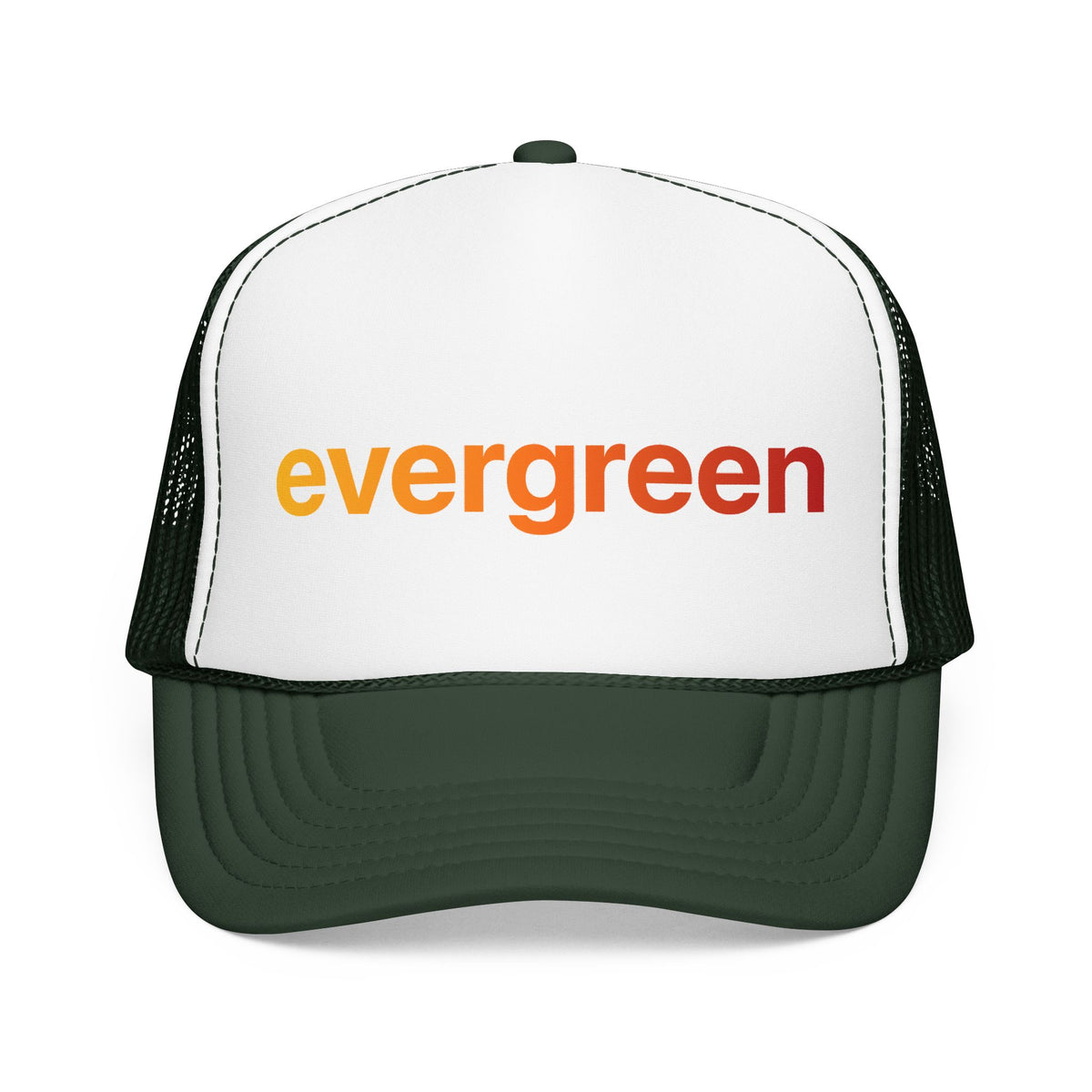 Evergreen Trucker Hat — Retro Gradient Logo Foam Cap