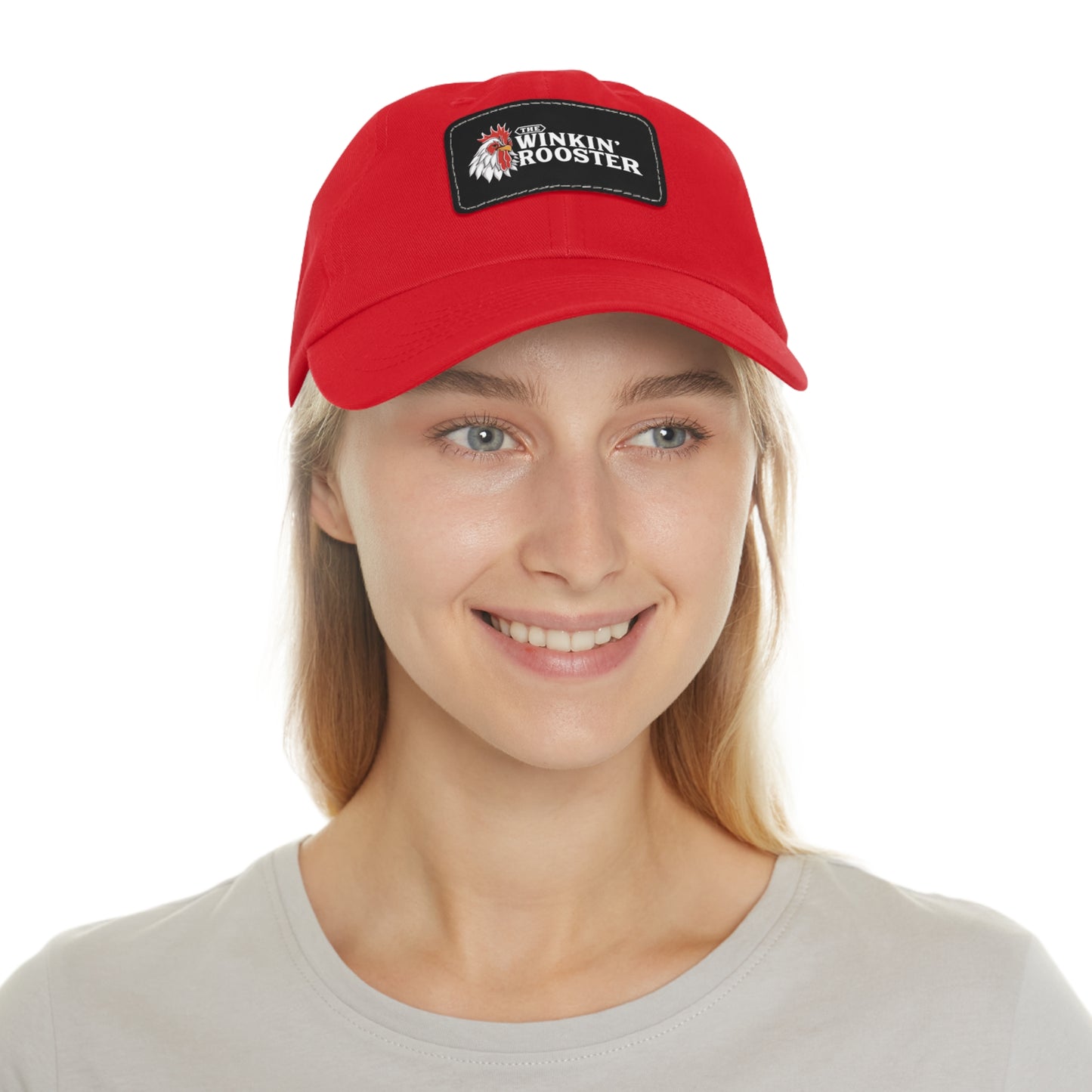 The Winkin' Rooster Hat with Leather Patch (Rectangle)